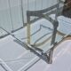 Vintage dining table golden brass chrome glass