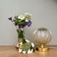 Vintage globe table lamp in half amber, half transparent molded glass