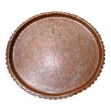 Antique Algerian red copper tray, circa 1950