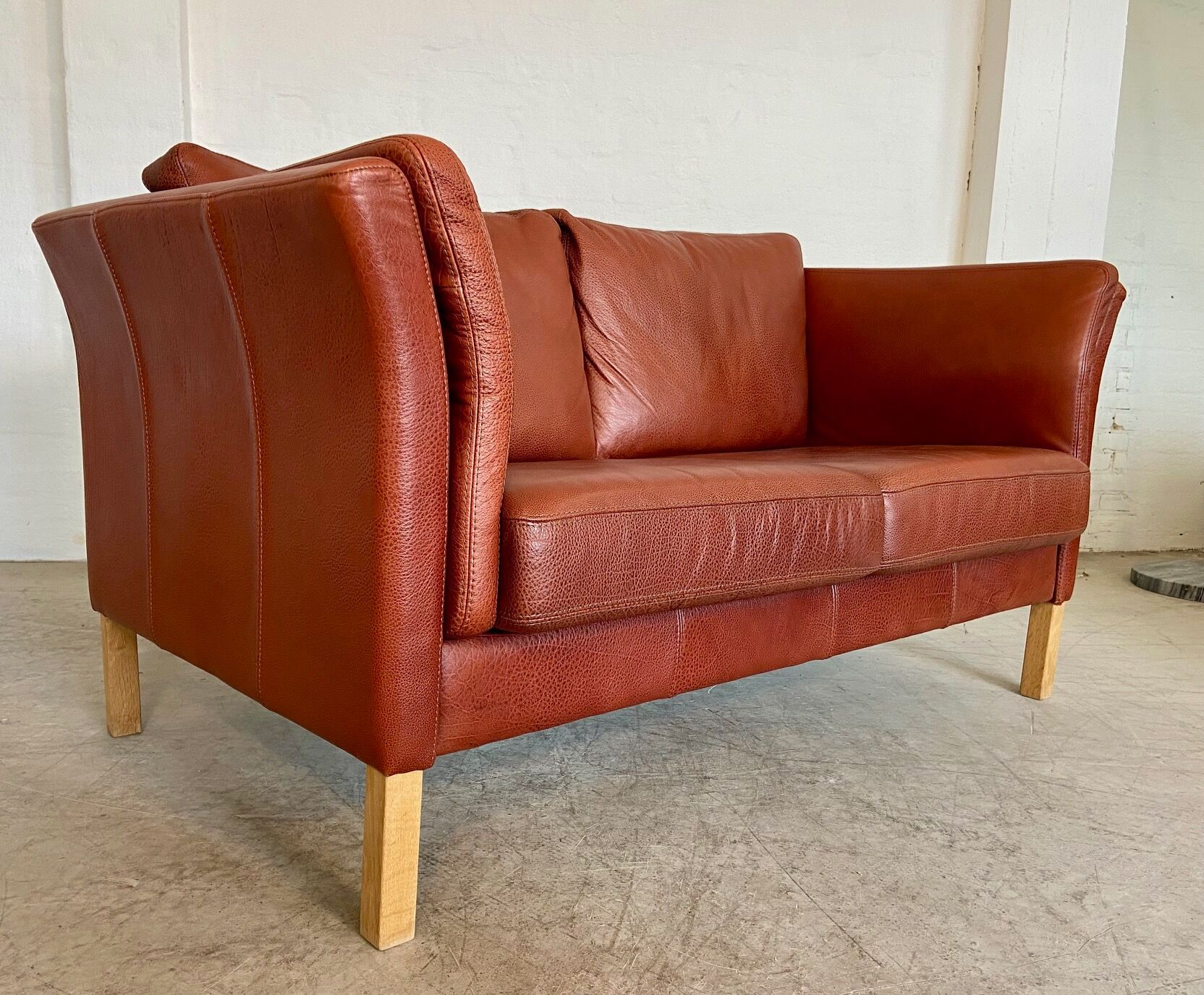 Canapé vintage danois rétro Skalma pour 2 personnes en cuir cognac