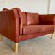 Canapé vintage danois rétro Skalma pour 2 personnes en cuir cognac