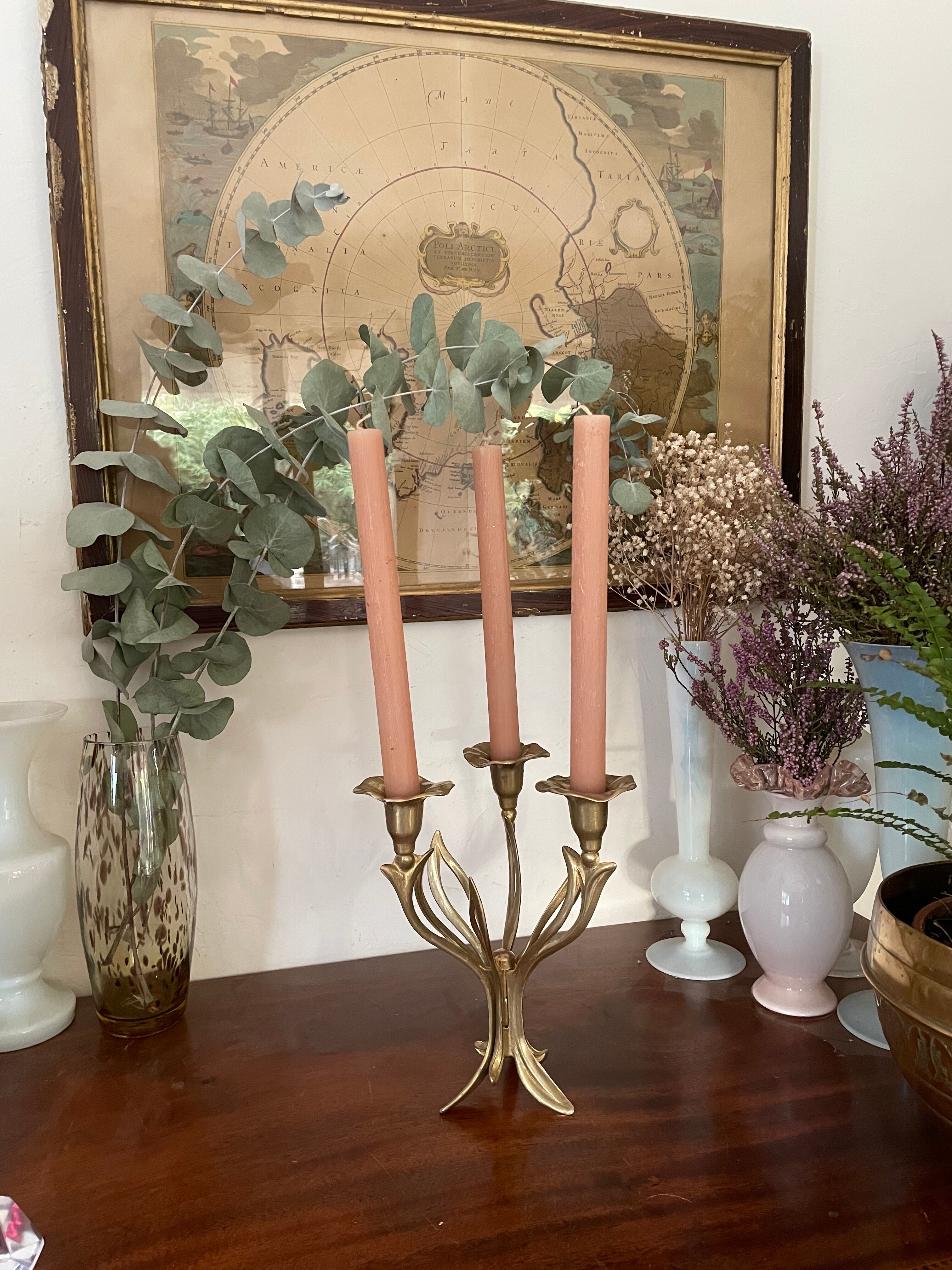 Brass flower candlestick