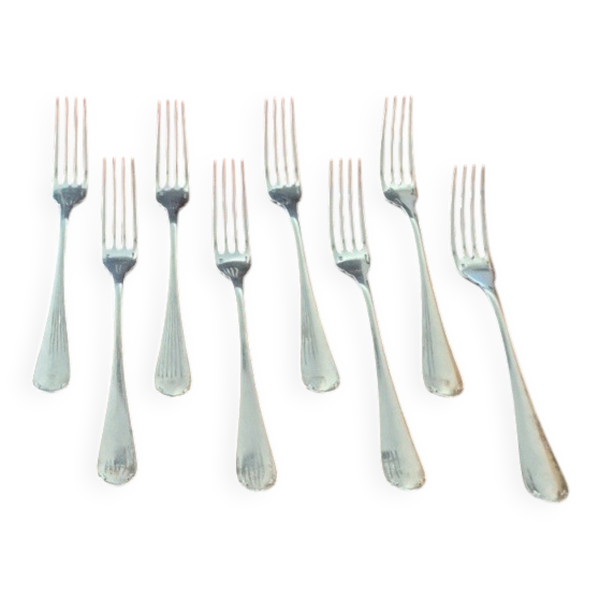 Christofle - Lot de 8 fourchettes de table modèle Japon en métal argenté