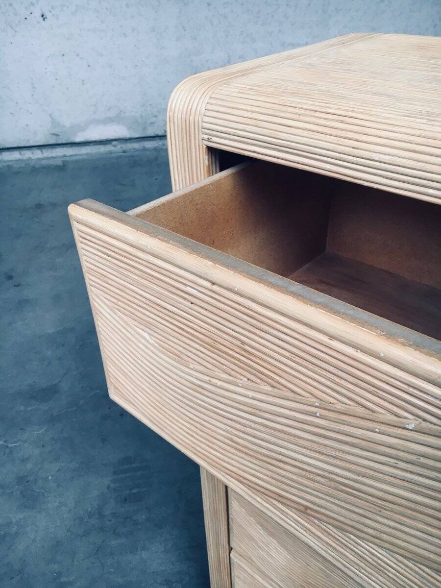 Vintage Rattan High Chest of Drawers, 1980s