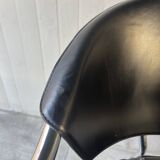 Set of four Italian black leather chairs, 1970