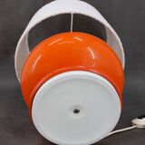 1970s Glass Table Lamp with Boucle Fabric Shade, Italy