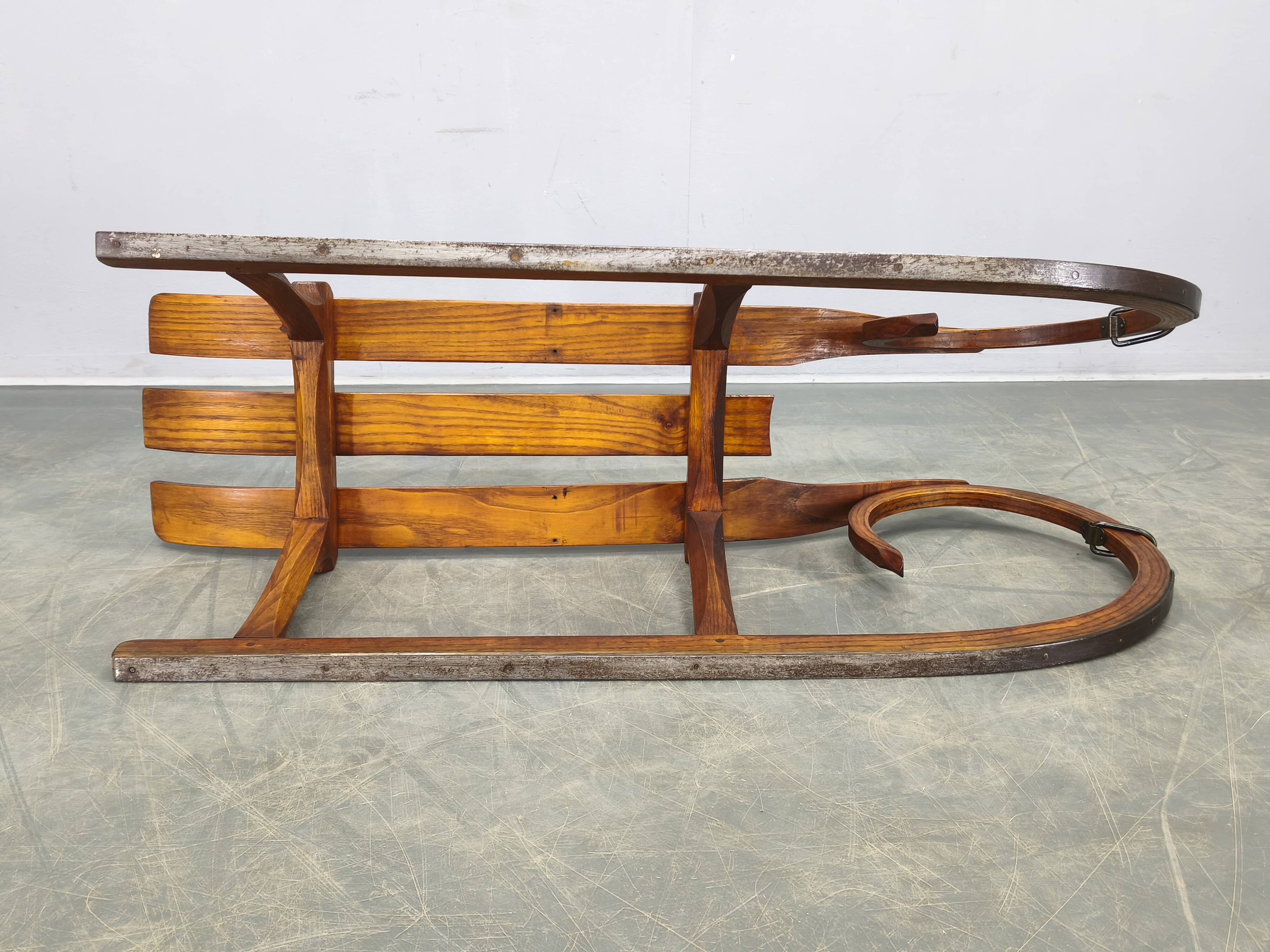 1930s Czech Oak Art Deco Sled
