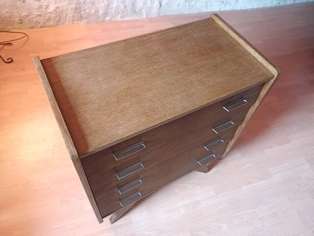 Commode vintage bois et pieds compas années 1950 1960