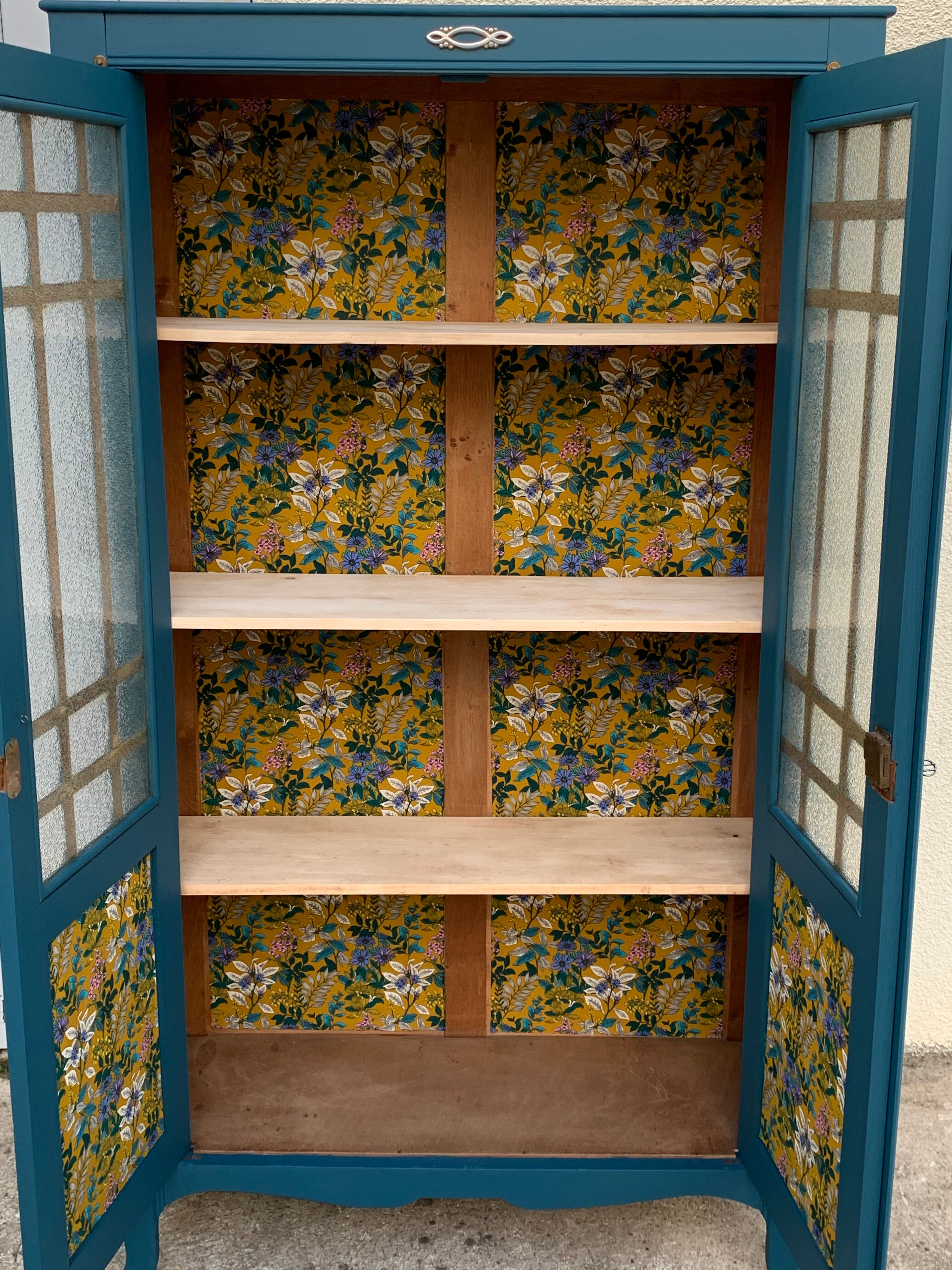 Glass-glazed Parisian wardrobe 1950