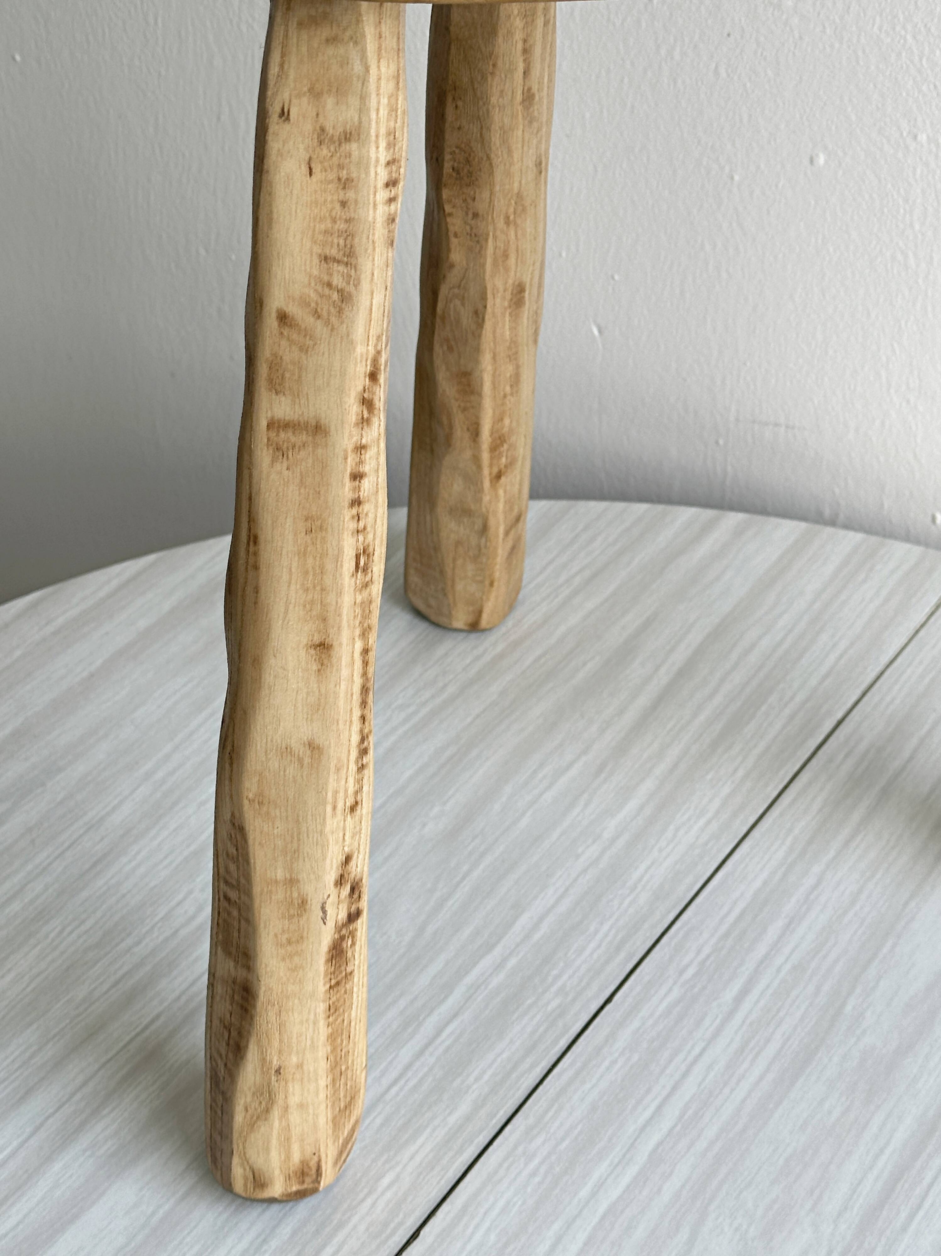 Tripod stool in light solid wood