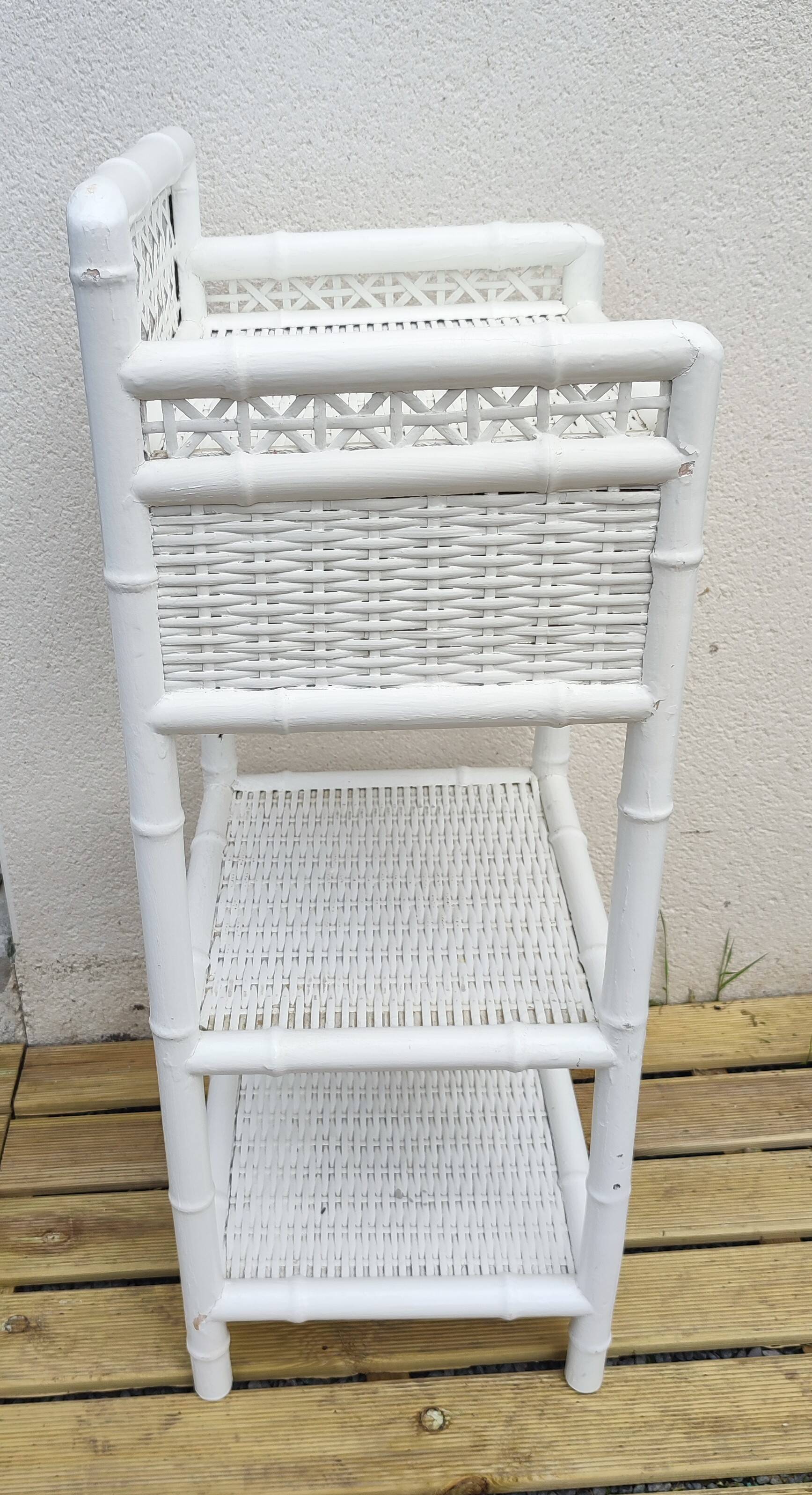 Rattan and cane shelf, 1970s-80s