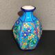 Octagonal ball vase in Longwy earthenware with floral decoration of cloisonné enamels