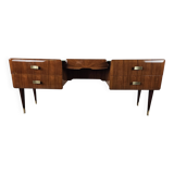 Mid Century Chest of Drawers in Mahogany, Brass and Glass