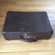 Lot of two suitcases made of vintage green cardboard and chocolate