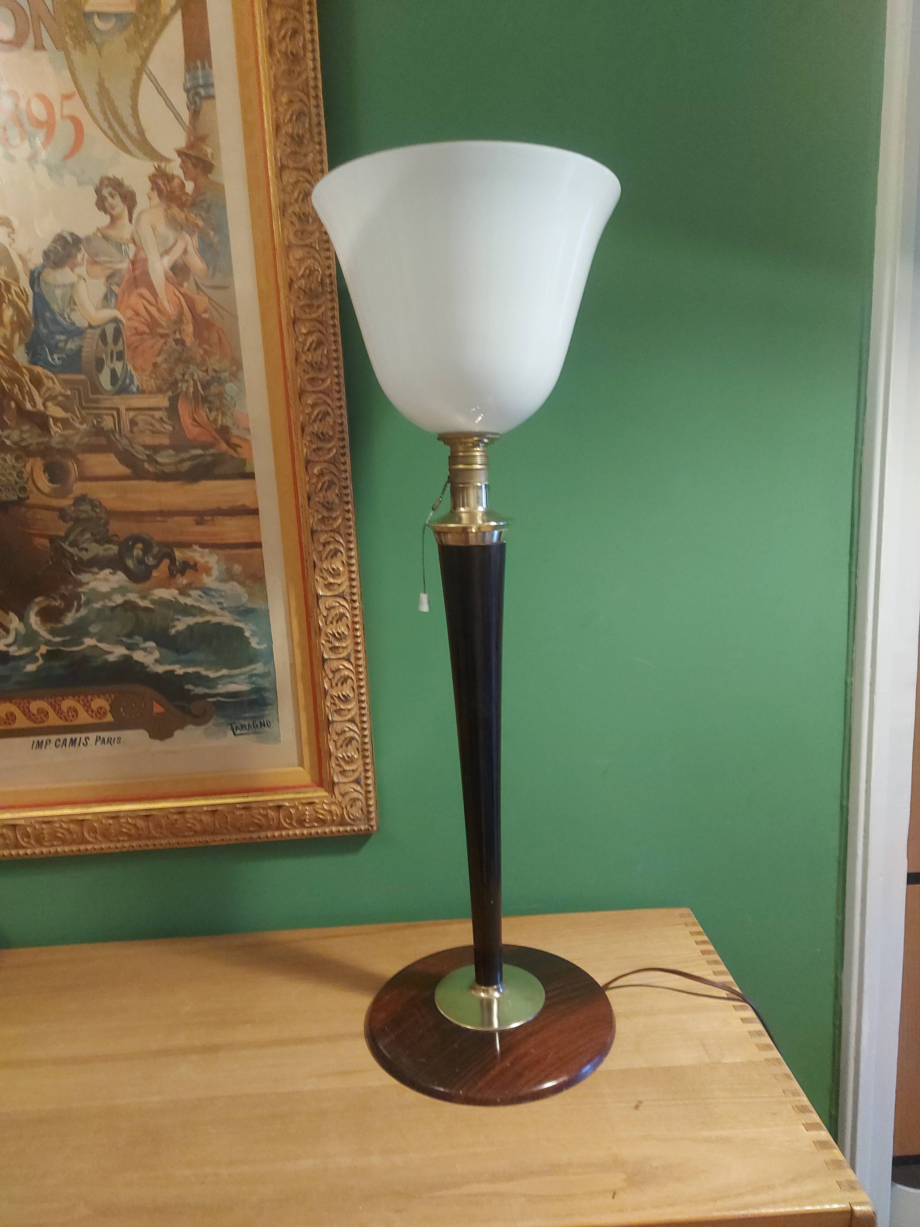 Lampe avec opaline Mazda
