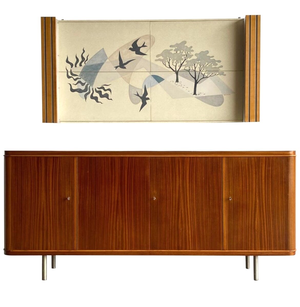 Sideboard and Matching Decorative Art Piece from the Ocean Liner "SS Rotterdam" 1950’s