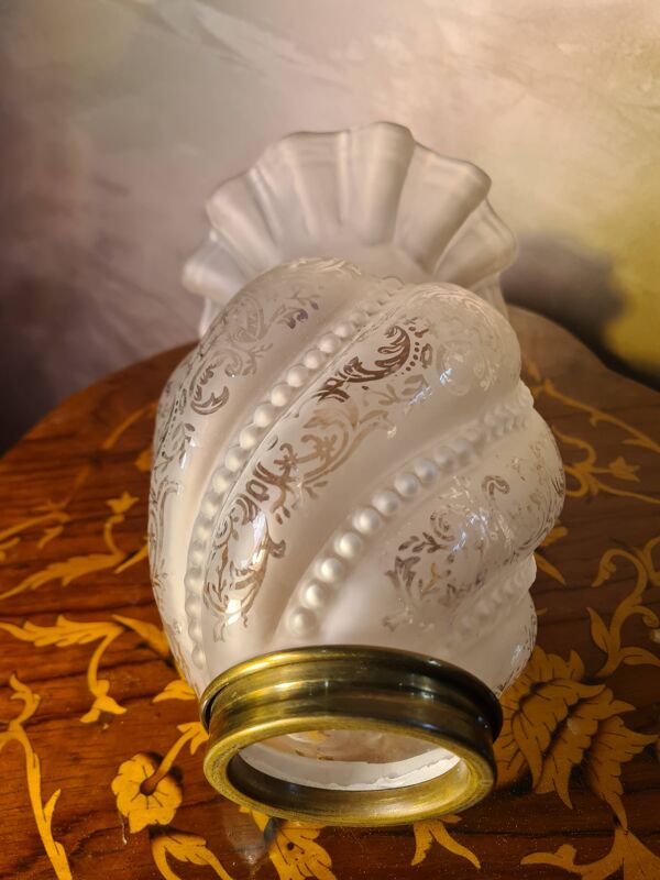 tulipe verre napoleon 3 pour lampe a petrole large 16xh23x5,5dia int