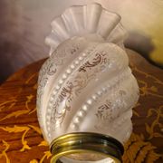 Napoleon III glass tulip for oil lamp, large 16xh23x5.5cm internal diameter.