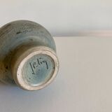 Jacques Blin "flower picker" vase in enameled ceramic with decorative frieze, signed under the base
