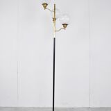 Vintage brass and glass floor lamp, 1970s, Italy