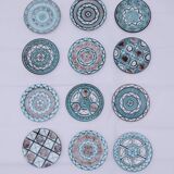 Service of 12 plates by Robert PICAULT in Vallauris ceramic, 1960