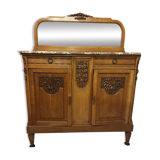 Art Deco solid wood sideboard with mirror and marble top
