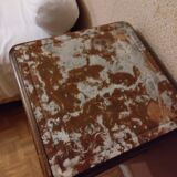 Walnut and marble bedside table