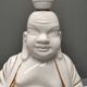 Seated Buddha lamp base ~ glazed and gold white ceramic ~ 80s