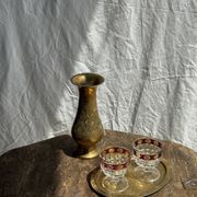 Petit plateau doré ovale vintage indien L14,5
