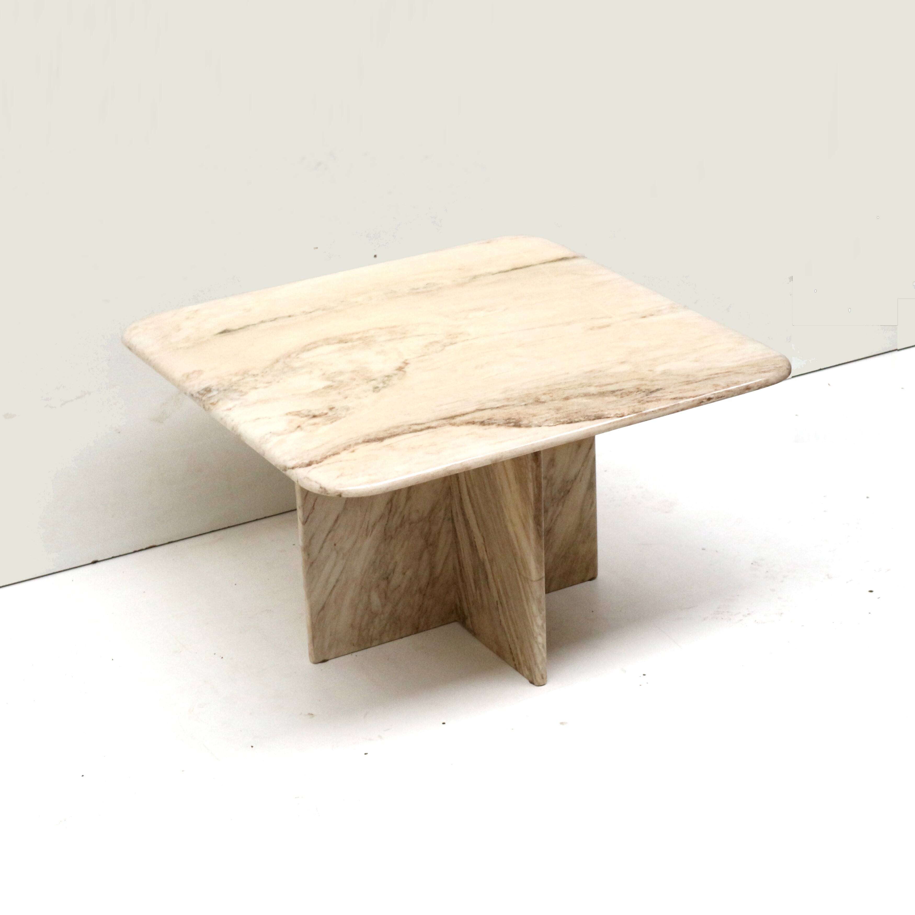 Square vintage Italian marble coffee table / side table from the 1970s