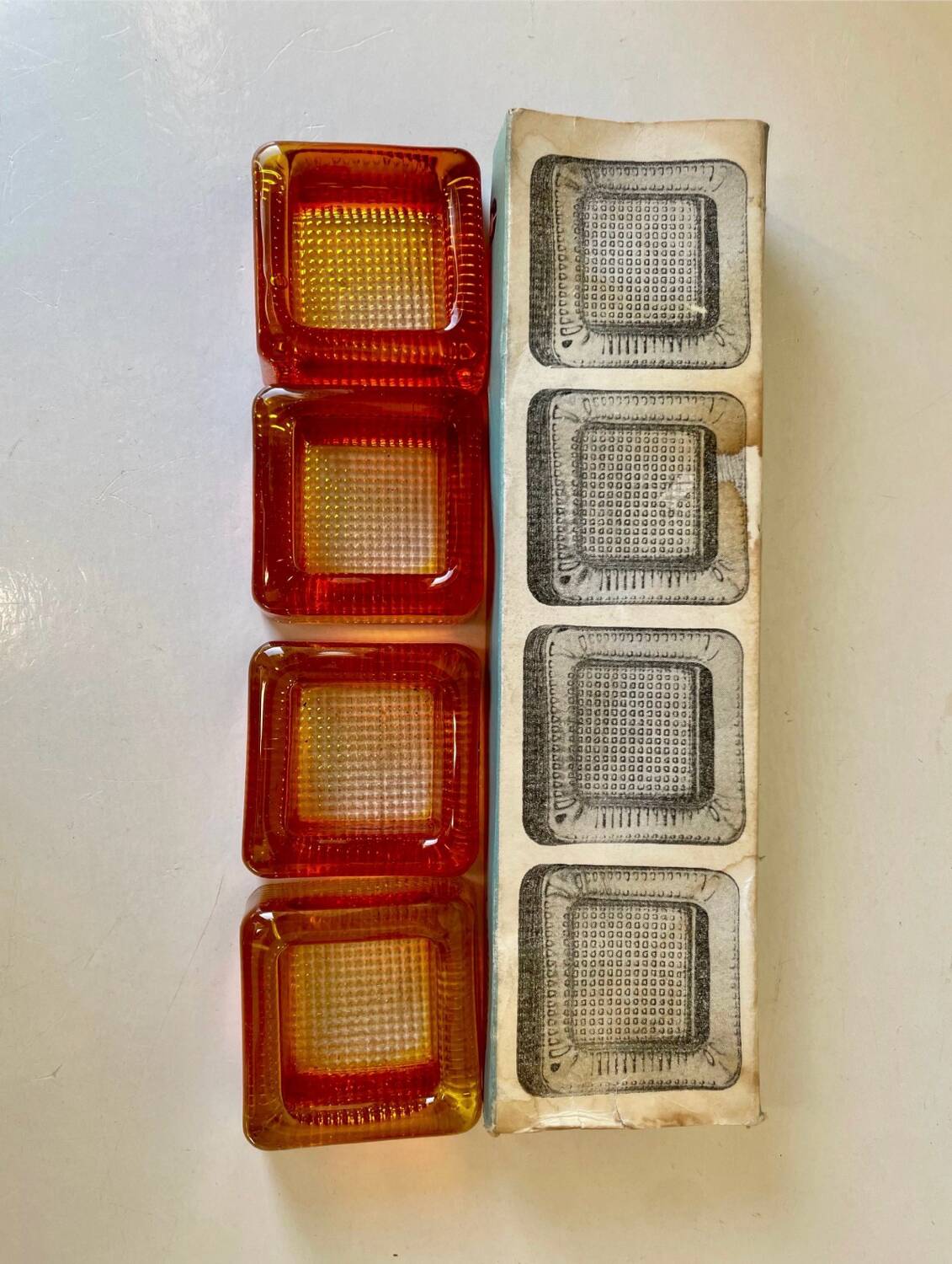 Swedish Design lot of 4 glass vintage ashtrays 1960's