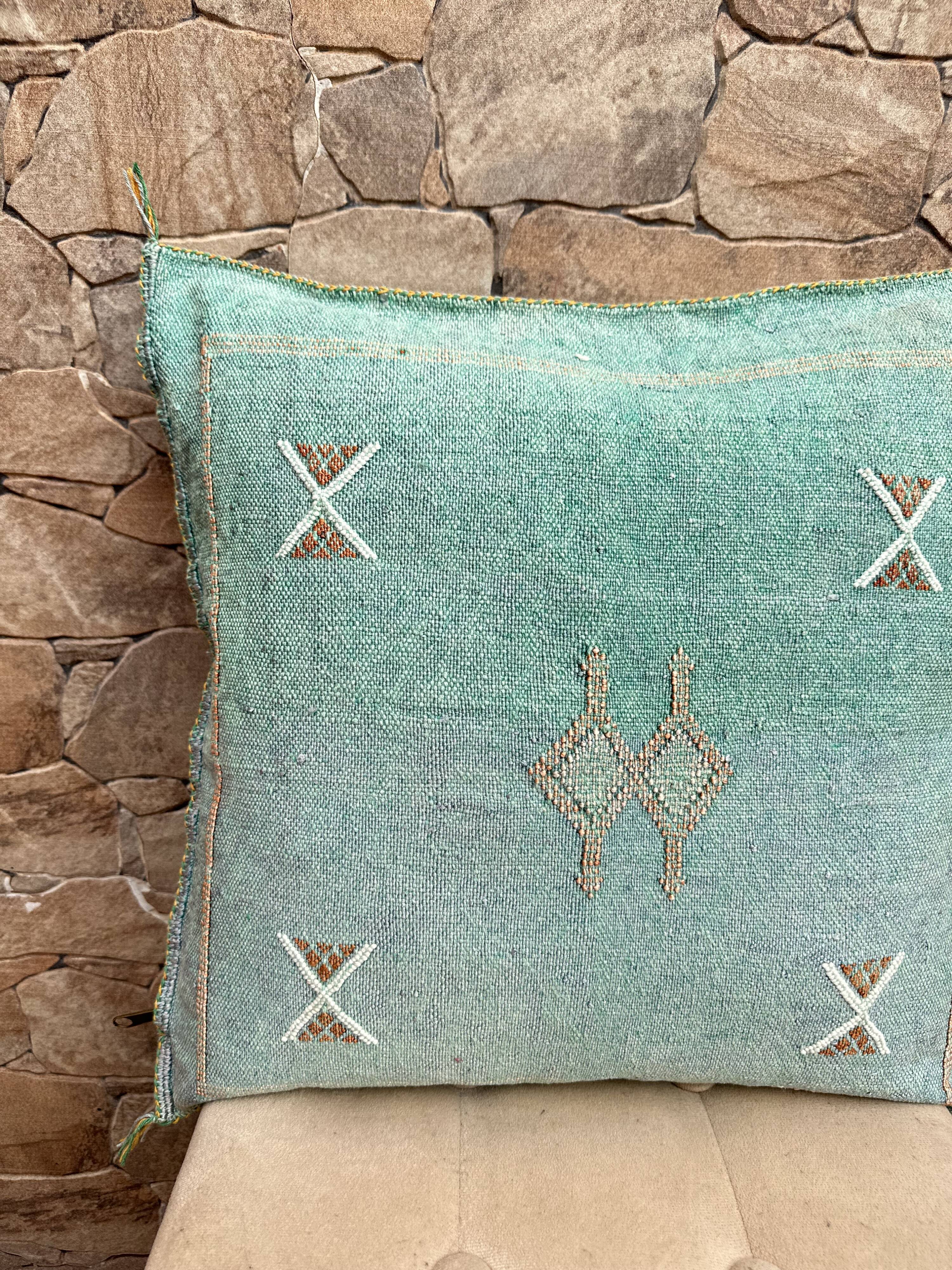 Silk cactus cushion cover: Handwoven Moroccan Sabra cushion.