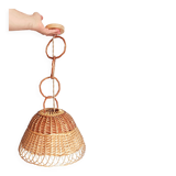 Rustic Mid-Century Wicker Pendant Lamp, Handwoven in Spain, c. 1960s