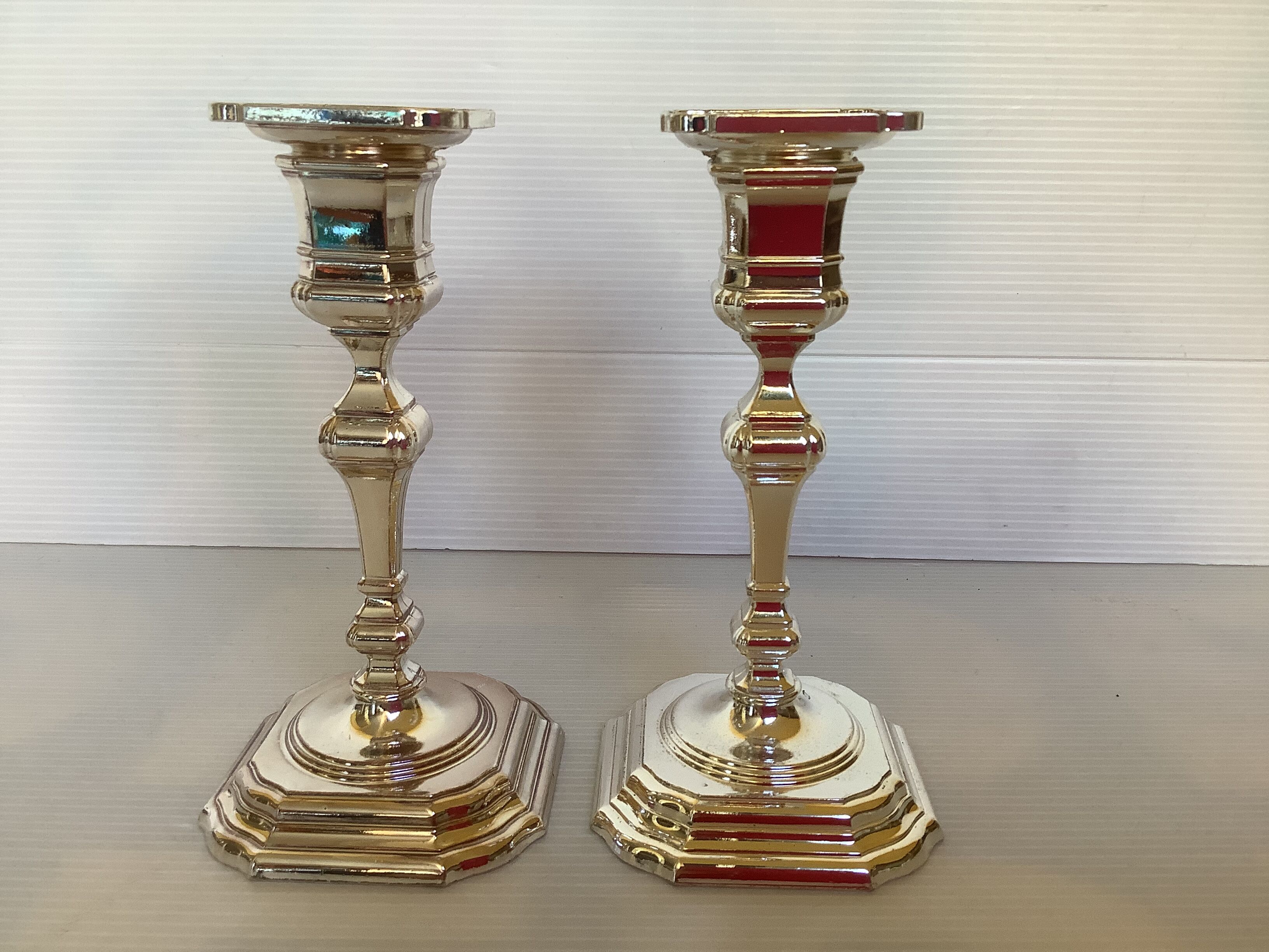 Pair of candlesticks silver metal W Germany