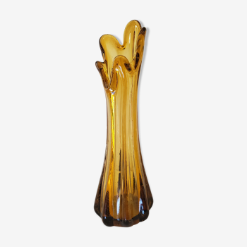 Bubbled amber glass vase from Biot