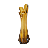 Bubbled amber glass vase from Biot