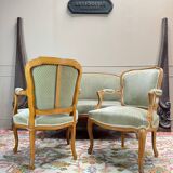 Louis XV Style Natural Wood Living Room, 19th Century