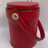 Red leather ice bucket