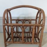 Wicker and bamboo magazine rack