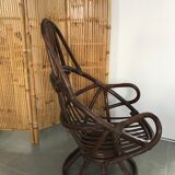 Swivel rattan armchair