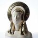 Virgin bust with halo, glazed ceramic, vintage/antique craftsmanship.