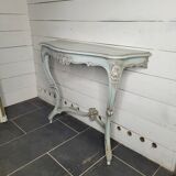Louis XV style console in gray patinated carved wood