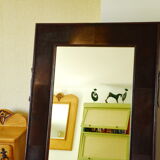 Free-standing mirror with leather frame