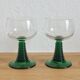 2 verres à eau pieds coniques vert Luminarc vintage années 70