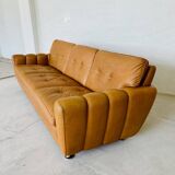 Vintage danish art deco style 3 person svend skipper sofa in tan leather