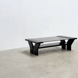 Black lacquered brutalist coffee table