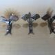 Series of 3 brutalist double wall candle holders in wrought iron beaten 40 years 50