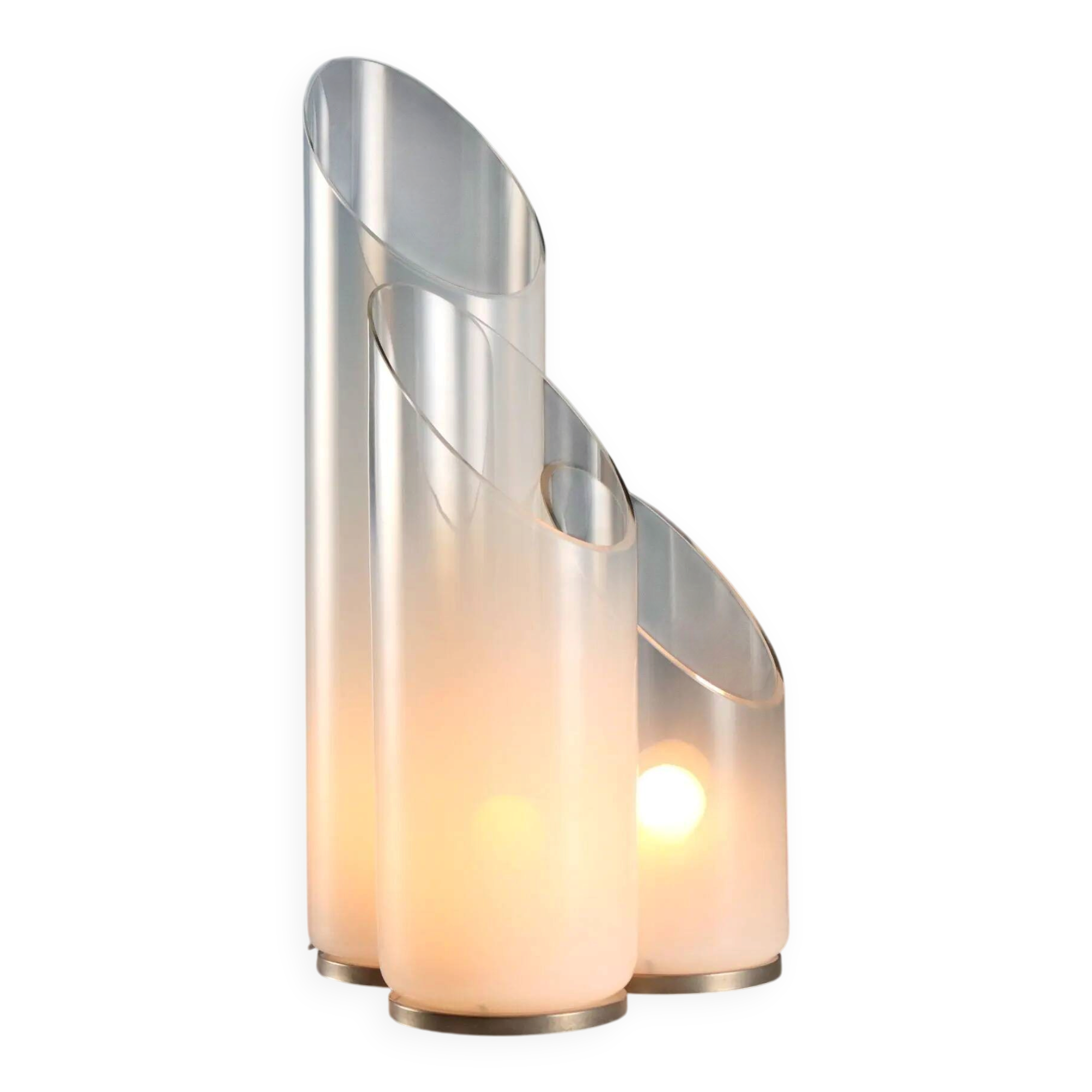 Vintage metal and glass table lamps, Italian design from the 1970s.