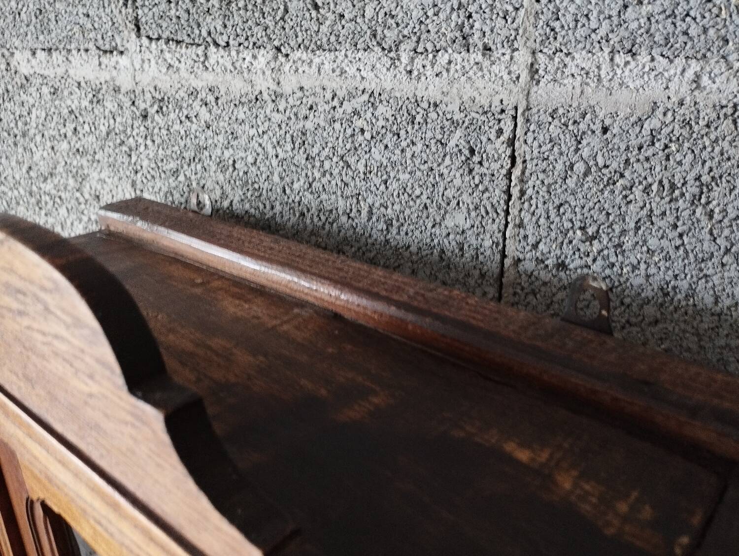 Old glass wall shelf with drawer door