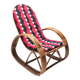 1970s Postmodern Bamboo Rocking Chair with Vintage Fabric Cushion